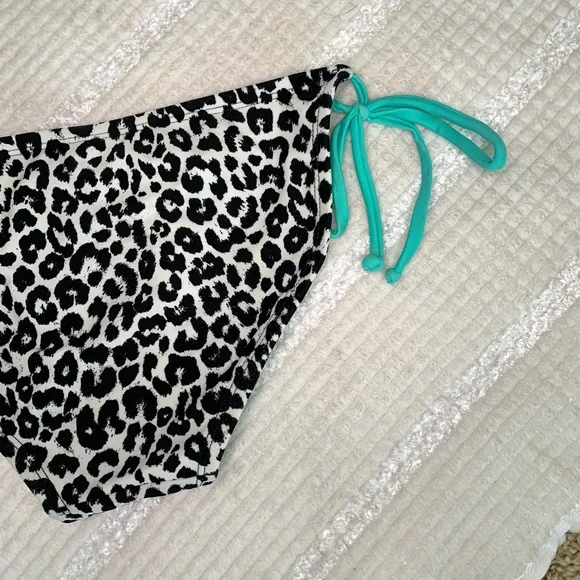 Black Leopard Bikini Bottoms String Hips Size Small - Picture 6 of 8
